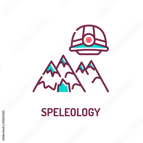 Speleology color line icon on white background. Extreme. Pictogram for web page, mobile app, promo. UI UX GUI design element. Editable stroke