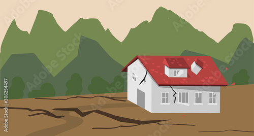 natural disaster. Earthquake damage soil cracks .vector illustration