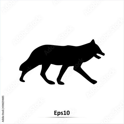 Vector illustration of coyote silhouette