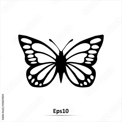 Butterflies icon. Vector silhouette illustration isolated on white background. EPS10