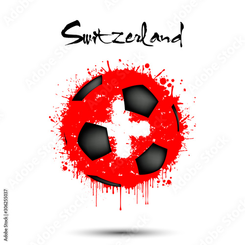 Soccer ball in the colors of the Switzerland flag