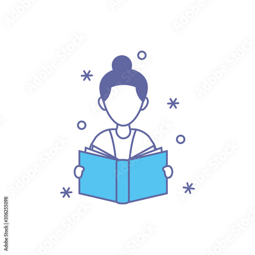 teacher woman with book fill style icon