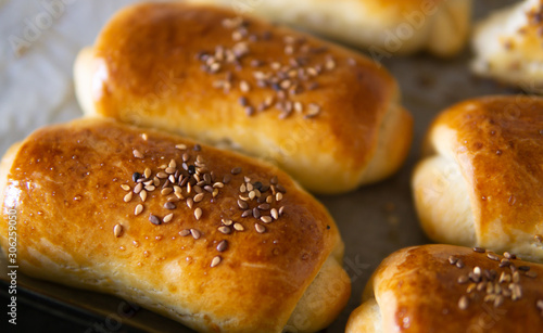 turkish homemade pastry and sesame seeds on them.
