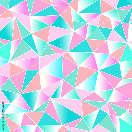 Cute background for a princess with crystals. Multicolored triangles girly pattern. Vector