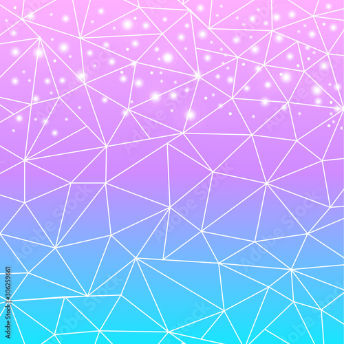 Cute background for a princess with crystals. Multicolored triangles girly pattern. Vector illustration