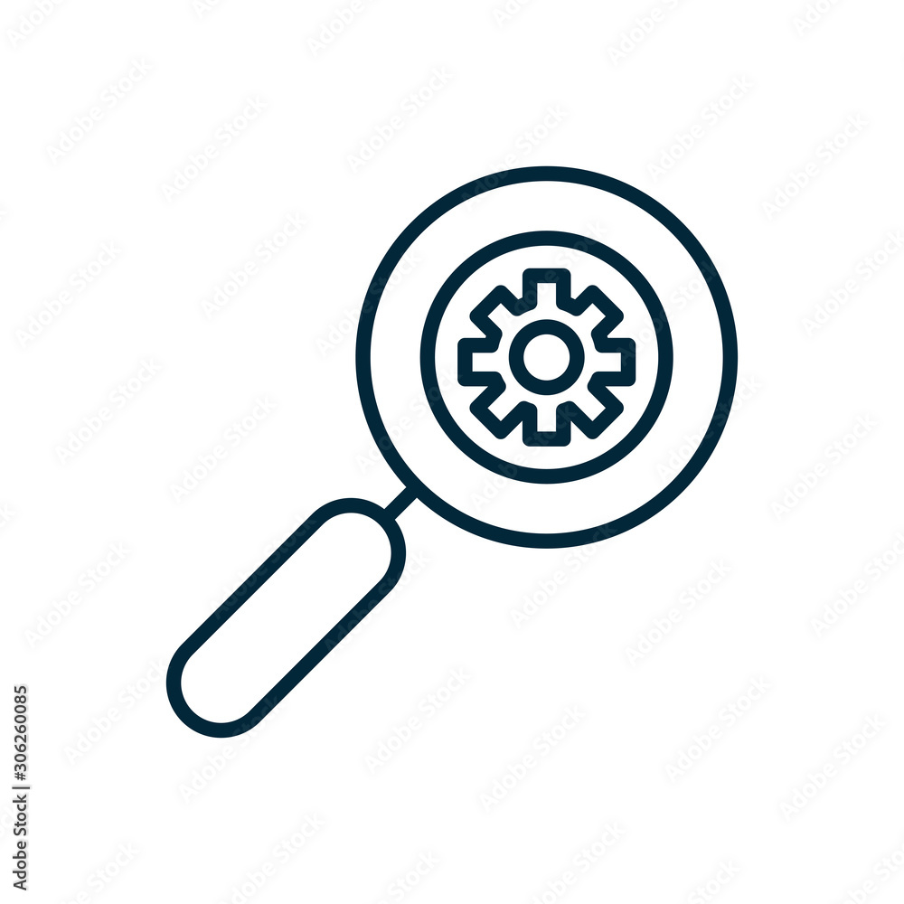 setting magnifier analysis internet of things line icon setting magnifier analysis internet of things line icon