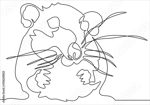 Rat continuous line.Rat year 2020.One single line drawing. 2020 year sign.