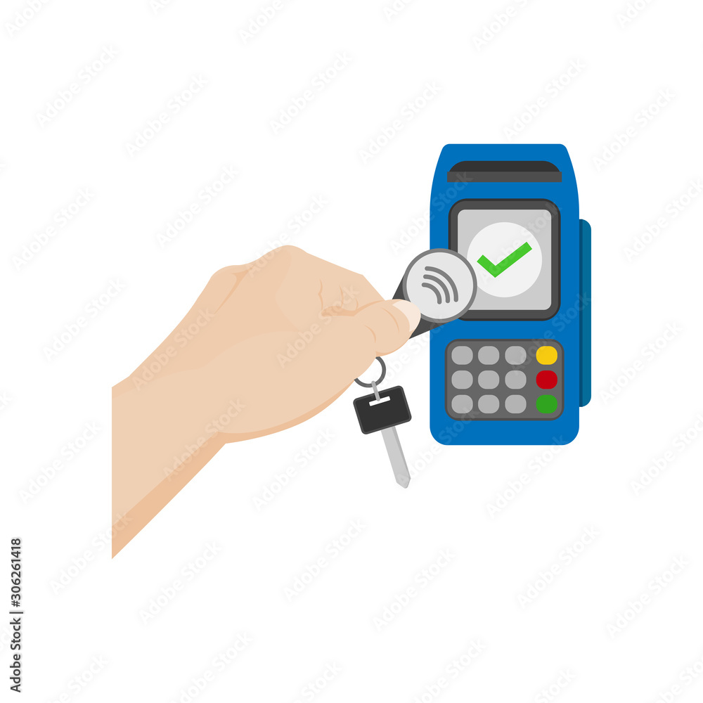 contactless payment with a smart key, vector illustration contactless payment with a smart key, vector illustration