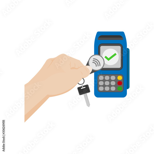 contactless payment with a smart key, vector illustration