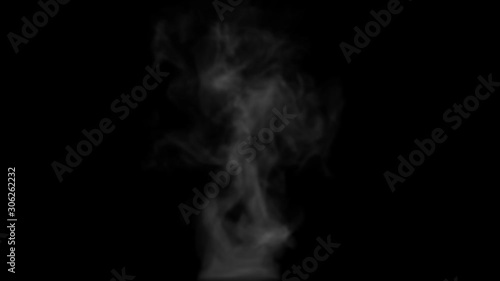 Hot water steam wet gas flow or steamy smoke with clouds on black background. 4K video
