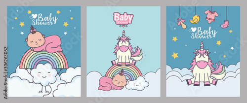 baby shower girl unicorn rainbow banners decoration