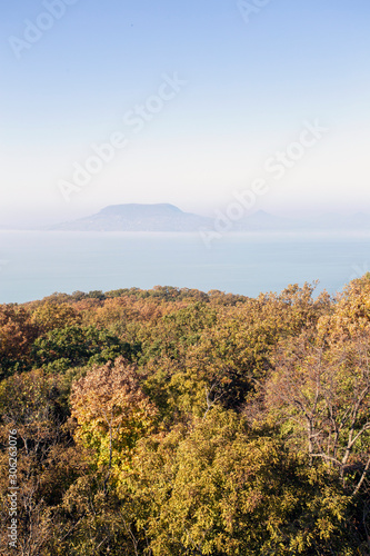 View of the foggy Balaton from the lookout tower of Fonyod © skovalsky
