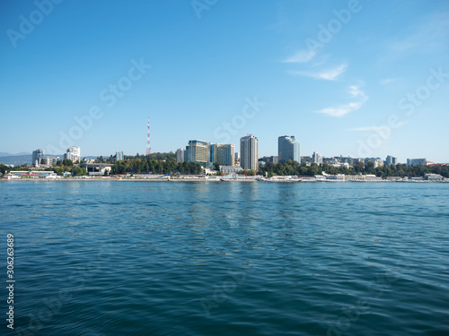 View of the coastal zone of Sochi from the sea © jockermax3d