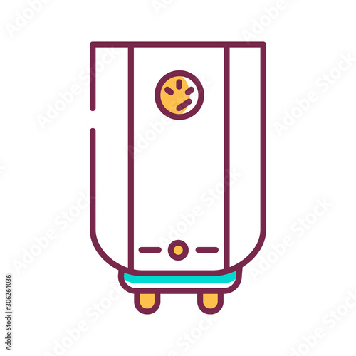 Electric water heater color line icon on white background. Heat in the house. Pictogram for web page, mobile app, promo. UI UX GUI design element. Editable stroke