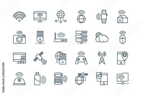 internet of things line icons set