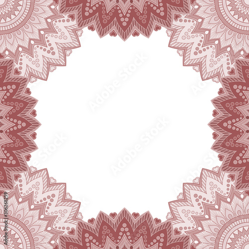 Abstract floral decorative frame for greeting card or invitation in ethnic style