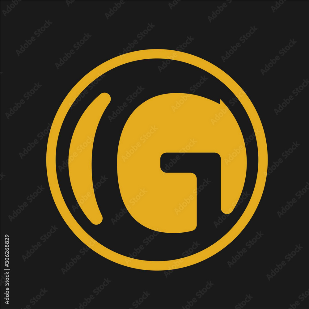 letter G logo with gold lines and circle letter G logo with gold lines and circle