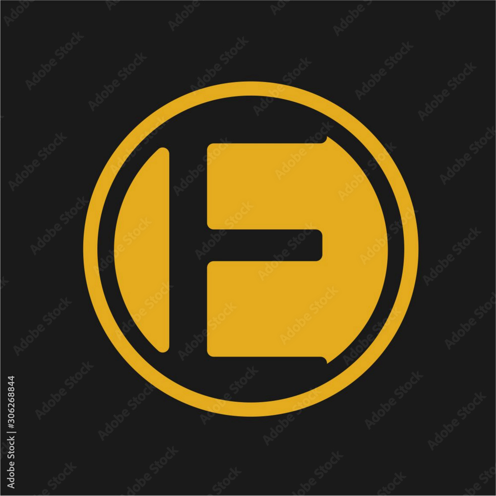 letter E logo with gold lines and circle letter E logo with gold lines and circle