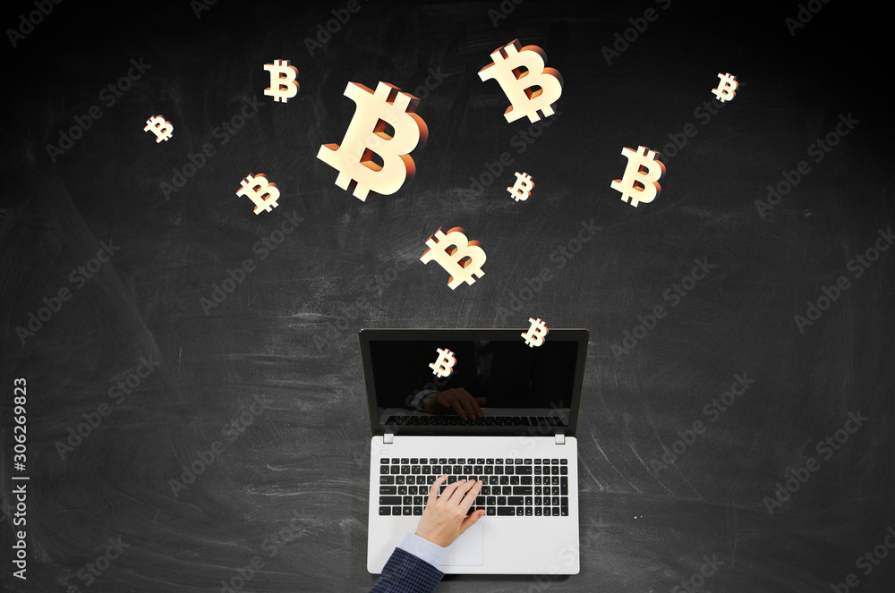 Obraz premium Crypto currency trading . Mixed media