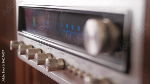 vintage old radio station tuning frequency scale search 