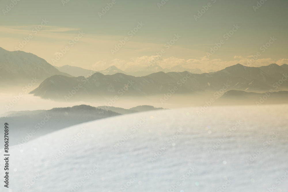 Landscape background, Mountains and winter space for your text