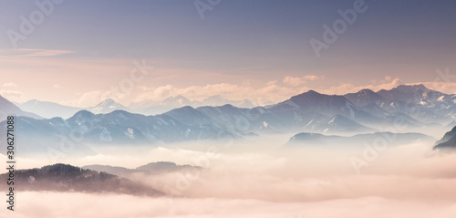 View of beautiful Winter mountain landscape