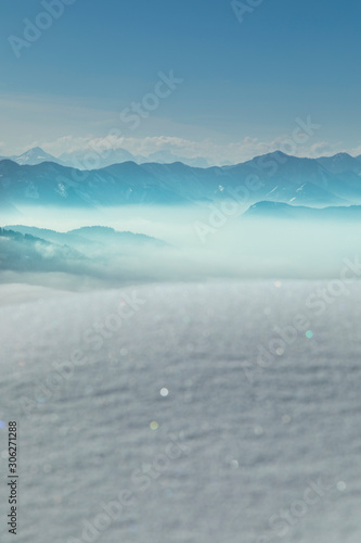Landscape background  Mountains and winter space for your text