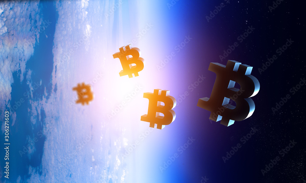 Crypto currency space. 3d rendering Crypto currency space. 3d rendering