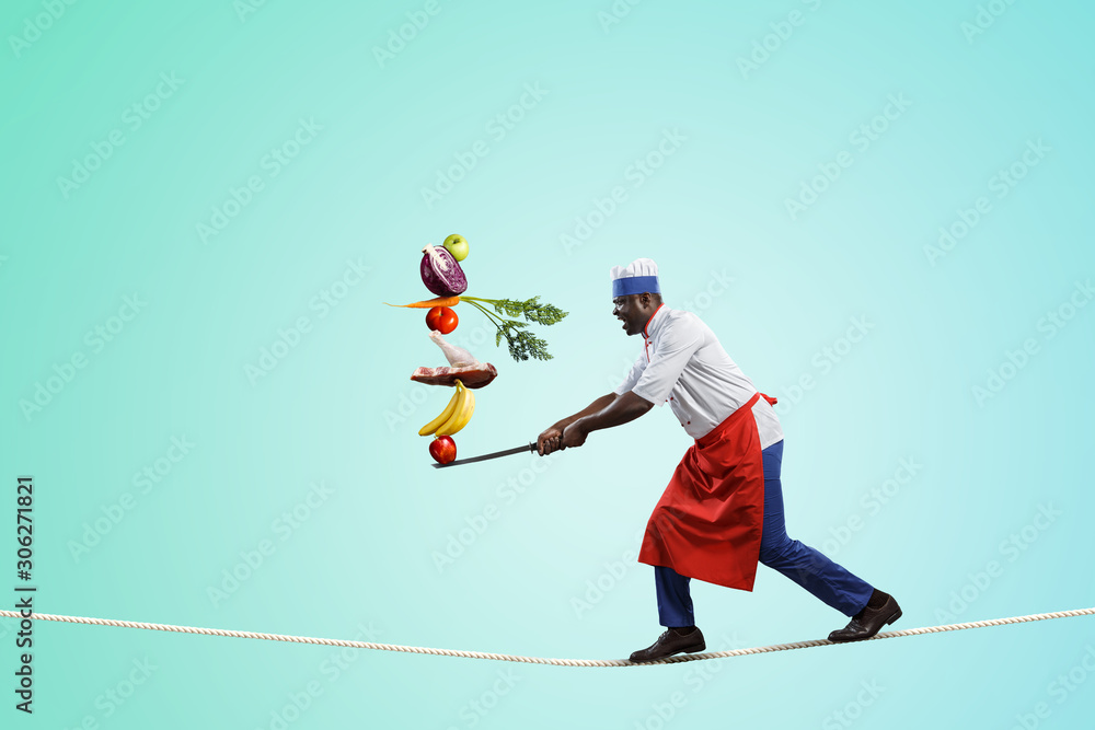Obraz premium Cook preparing something special. Mixed media