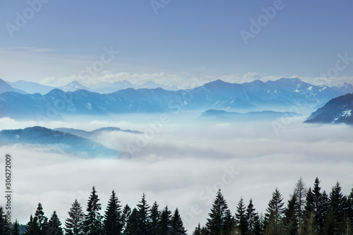 Fototapeta Naklejka Na Ścianę i Meble -  Landscape background, Mountains and winter