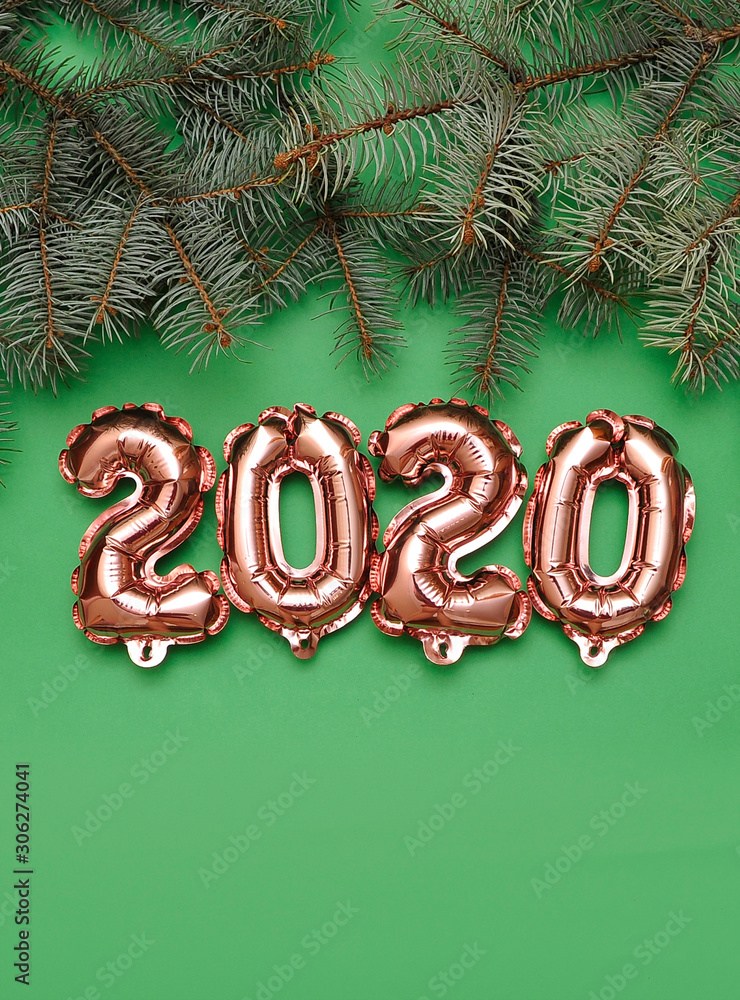 2020 ballons on green background. 2020 ballons on green background.