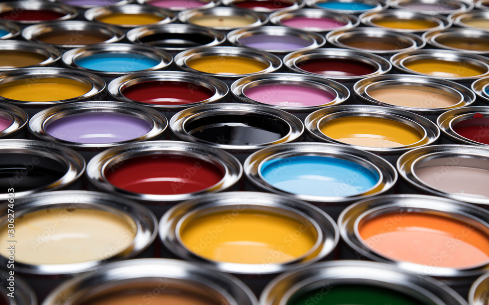 Fototapeta premium Open cans of paint, Creativity concept