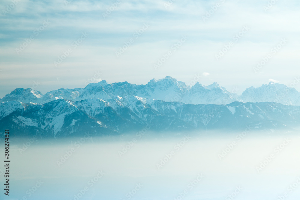 View of beautiful Winter mountain landscape