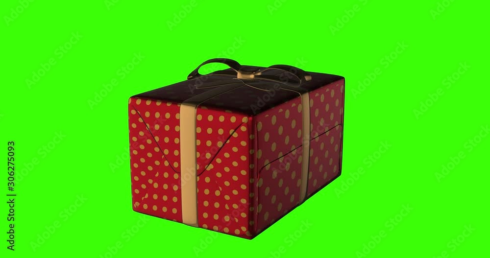 Vidéo Stock Single Gift box, ribbon and bow rotating on green screen or ...
