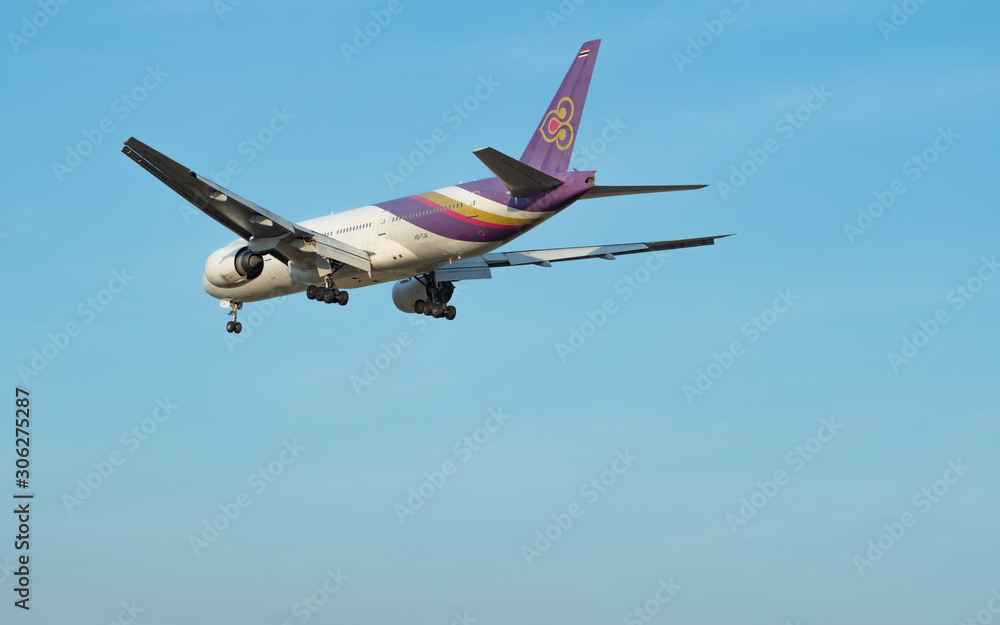  BANGKOK, THAILAND-DECEMBER 3, 2018 : Thai Airways Airlines. Passenger Illustration 