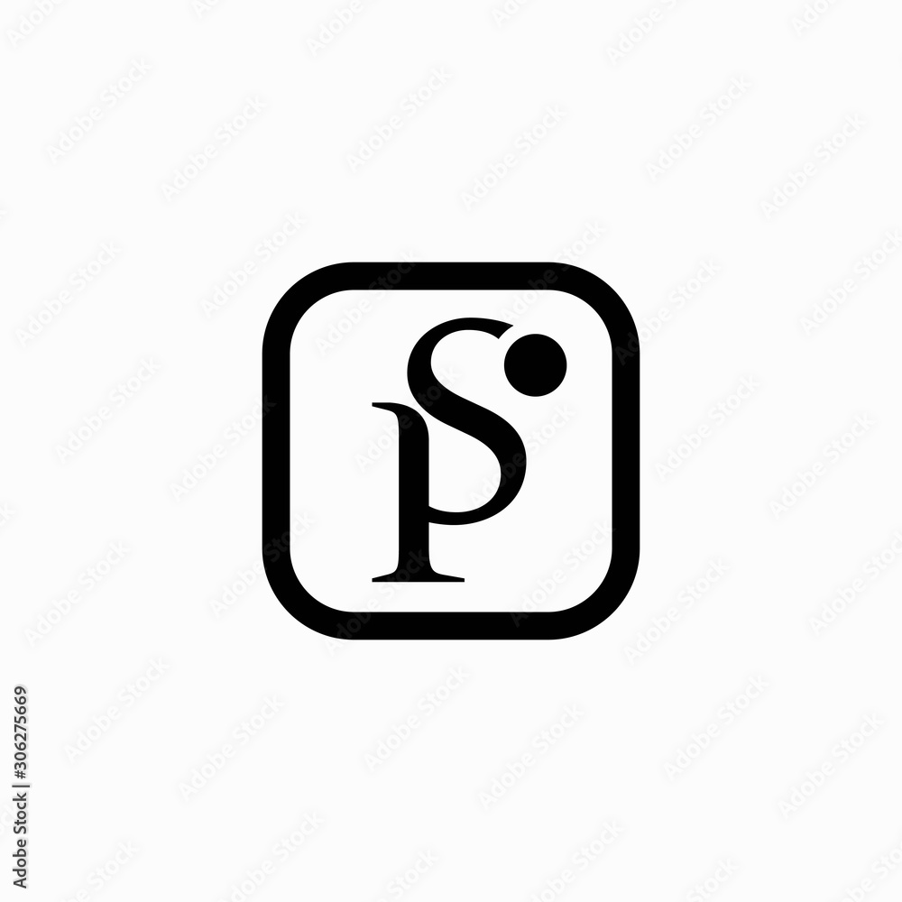 Camera logo that formed letter P and letter S Camera logo that formed letter P and letter S