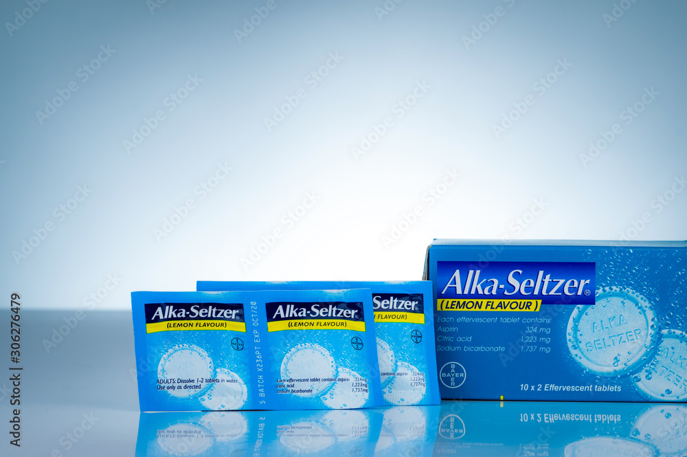 CHONBURI, THAILANDOCTOBER 27, 2018 AlkaSeltzer lemon flavour