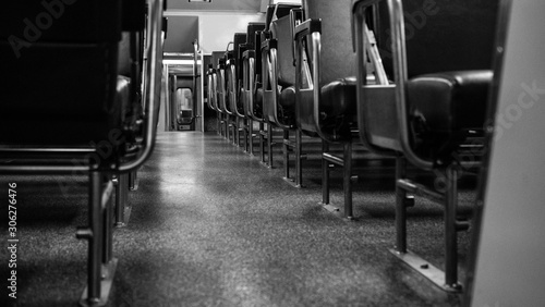 Canvas Print seats in an empty subway carriage