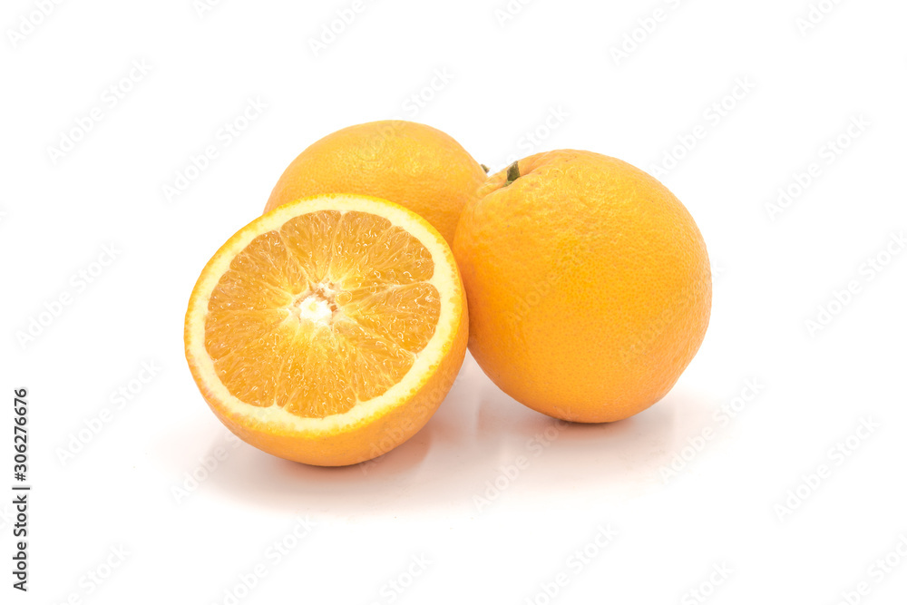 Set of fresh oranges isolated on white background Set of fresh oranges isolated on white background