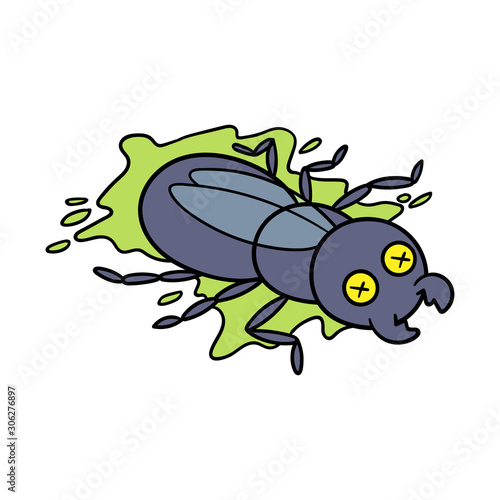 Cartoon Squished Insect or Bug Illustration