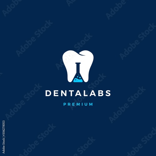 dental labs logo vector icon illustration in negative space style
