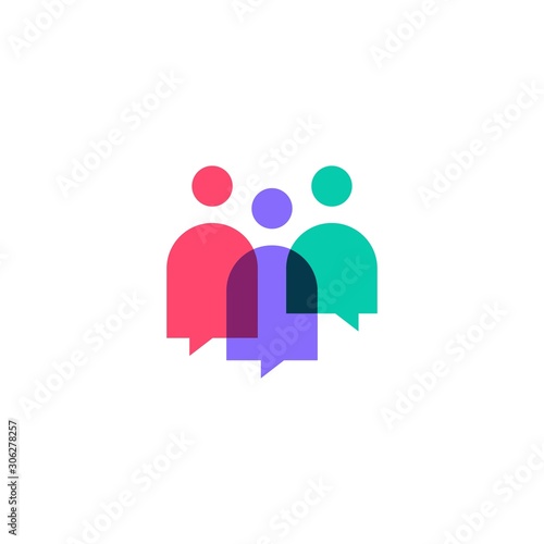 people family together human unity chat bubble logo vector icon