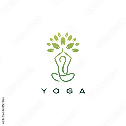 yoga leaf tree logo vector icon illustration