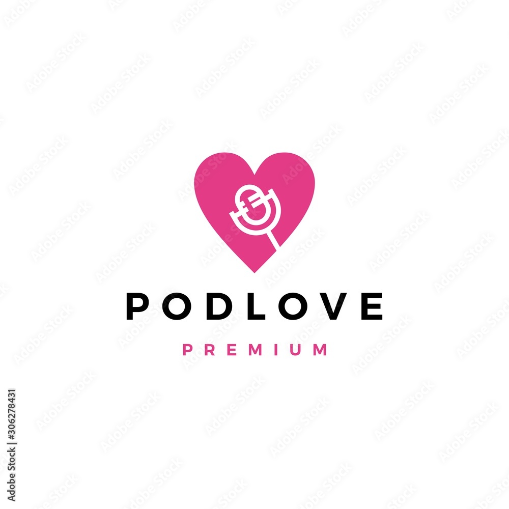 mic love podcast logo vector icon illustration