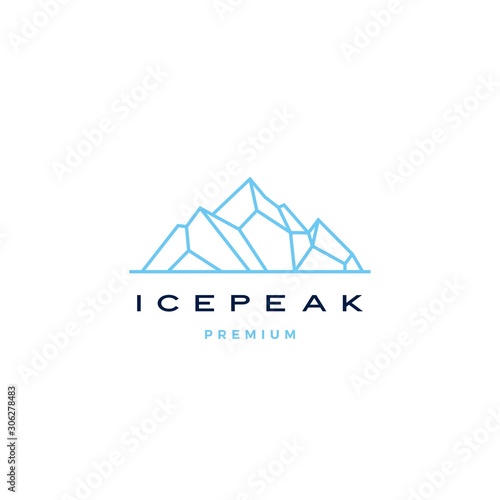 ice peak mount stone mountain adventure icepeak geometric logo line art outline illustration