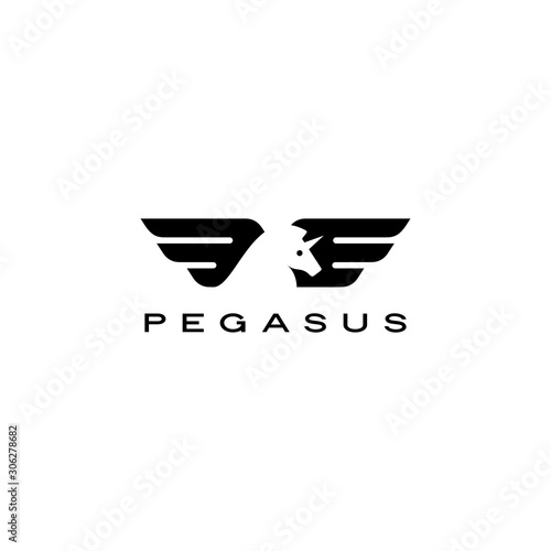 pegasus unicorn horse wing logo vector icon illustration