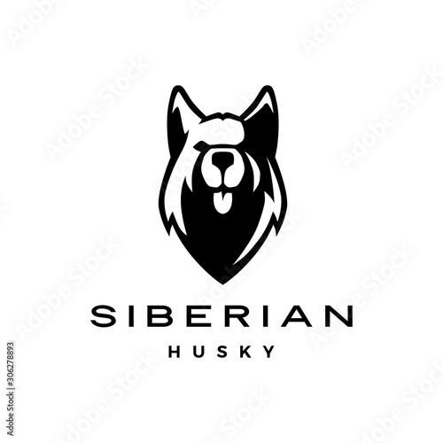siberian husky dog race head face logo vector icon illustration