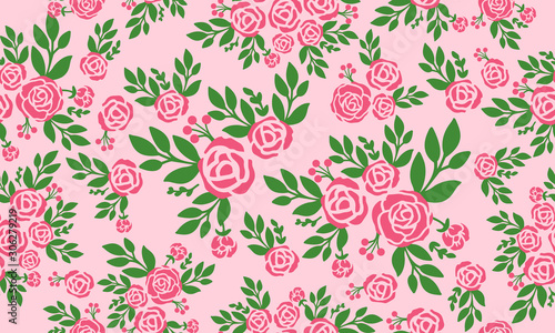 Texture of pink rose flower beautiful, seamless vintage floral pattern.