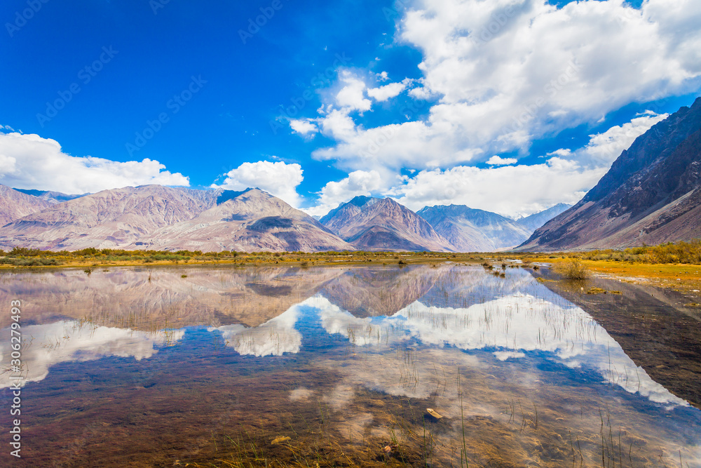 Beautiful SceneryLandscape View of Reflections of Mountains in Lake Water