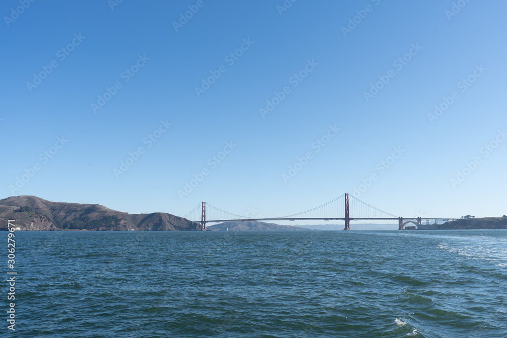 Golden Gate Bridge from a boat , San Francisco